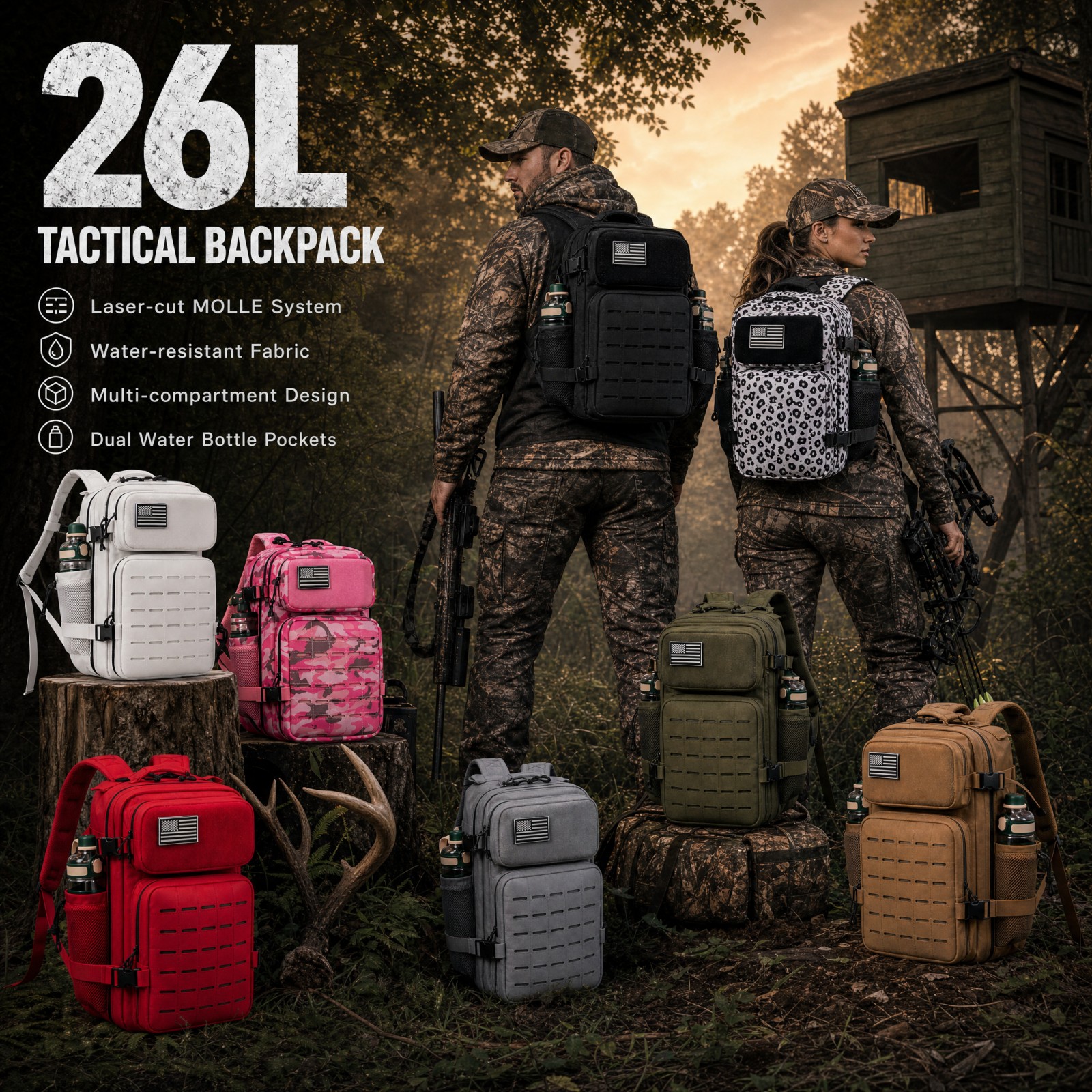 Outdoor Hunting Gear Storage - 26L Tactical Hunting Backpack for Men