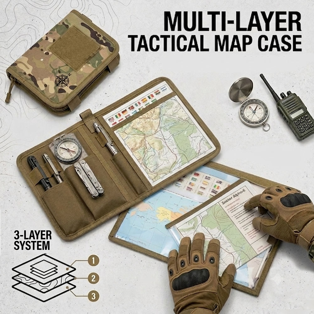 Outdoor Hunting Maps - Tactical Foldable Map Case Water-Resistant Durable