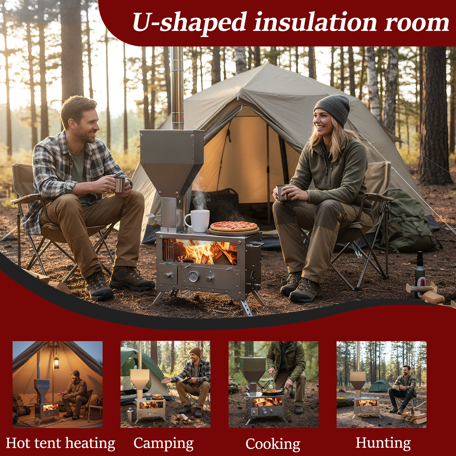 Wood Stove with Chimney Pipe P - Hunting Fishing Outdoor review and price