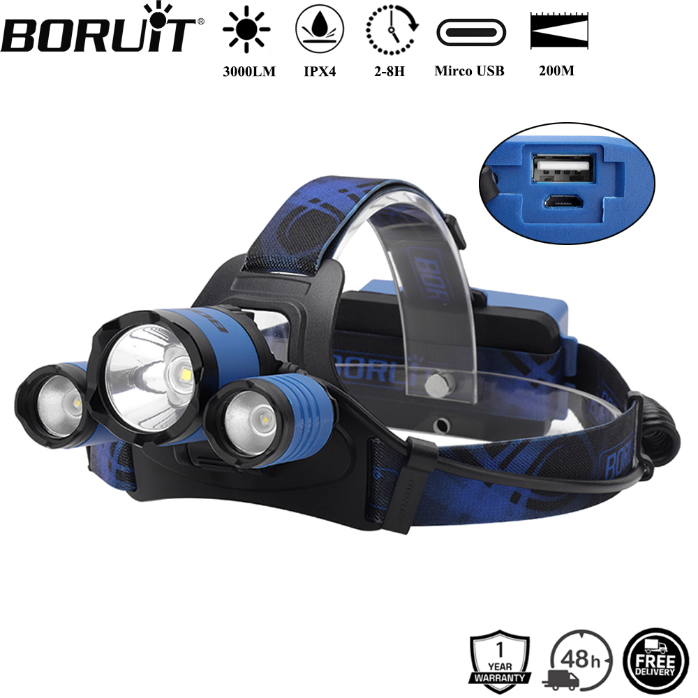 BORUiT B21 3000LM LED Headlamp - Outdoor Hunting Bike review and price