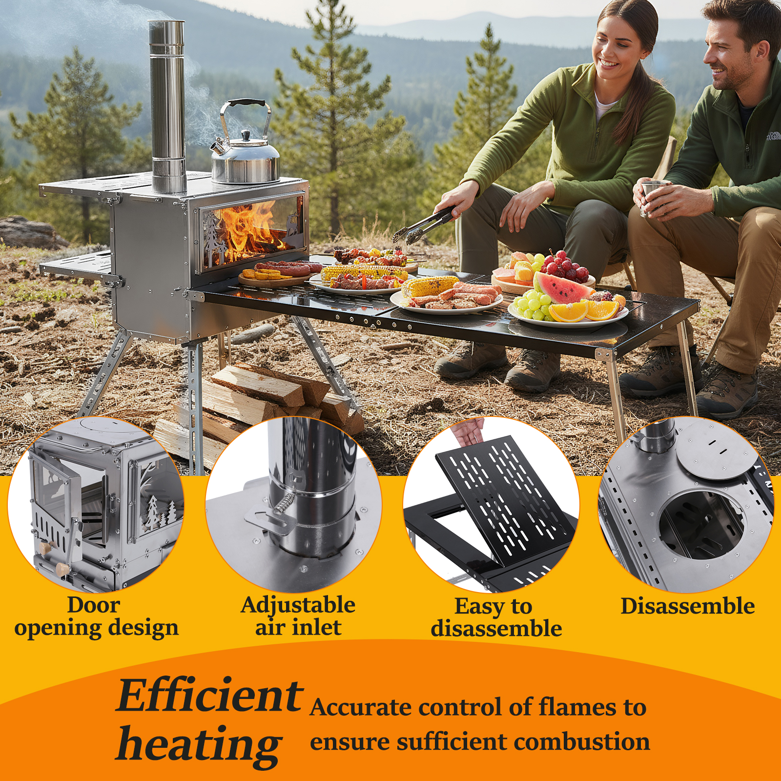 Hot Tent Stove with Oven & Cam - Outdoor Hunting Table review and price